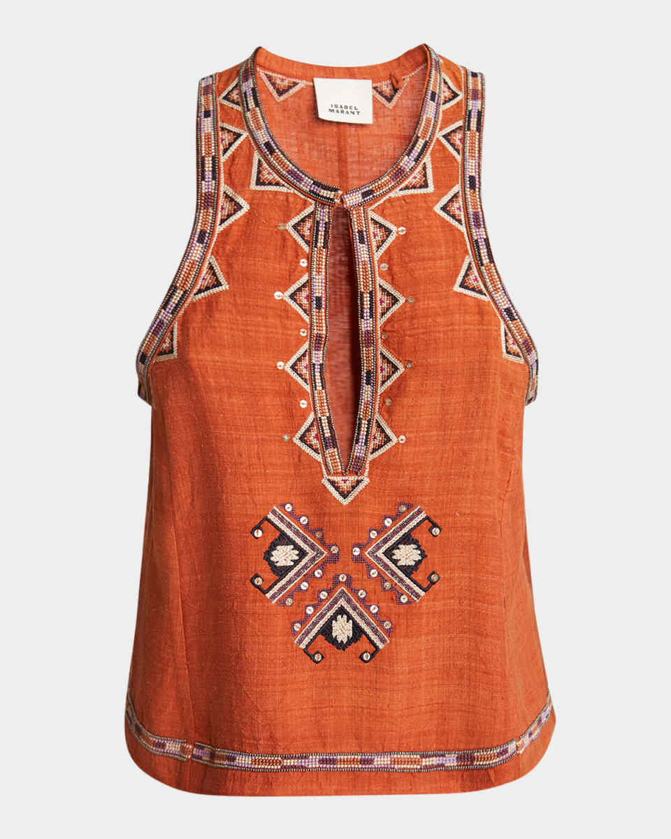 Zahara Beaded Silk Tank Top